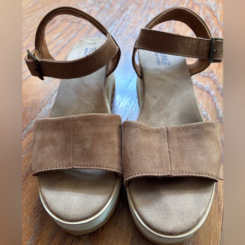 Toms Tan Leather Women's Sandals-Worn 2-3 times
